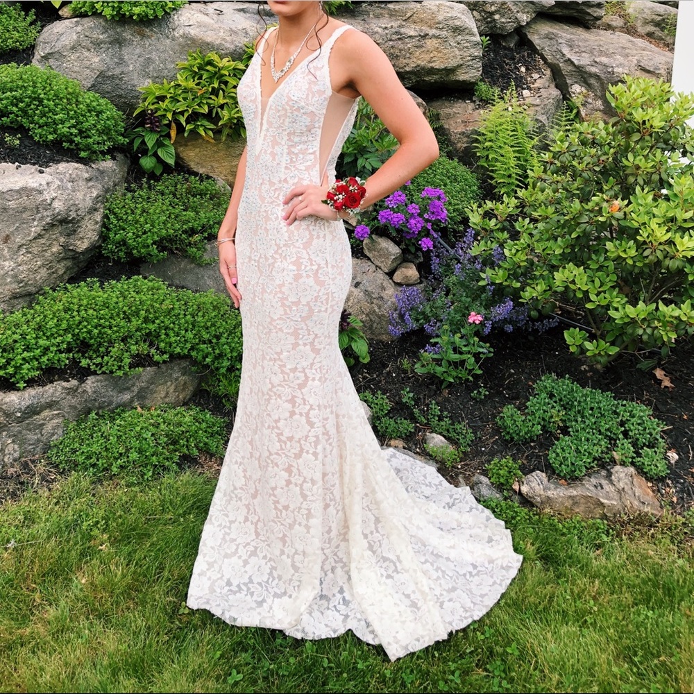 Whit Lace Jovani Prom Dress 48994